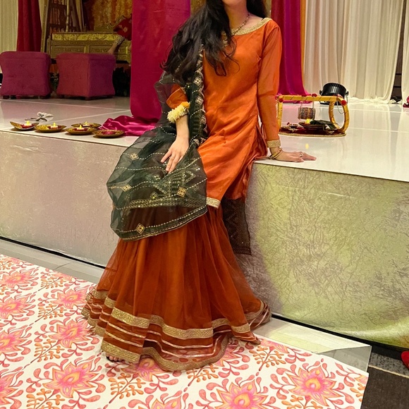 Orange Gharara Suit - Picture 1 of 2